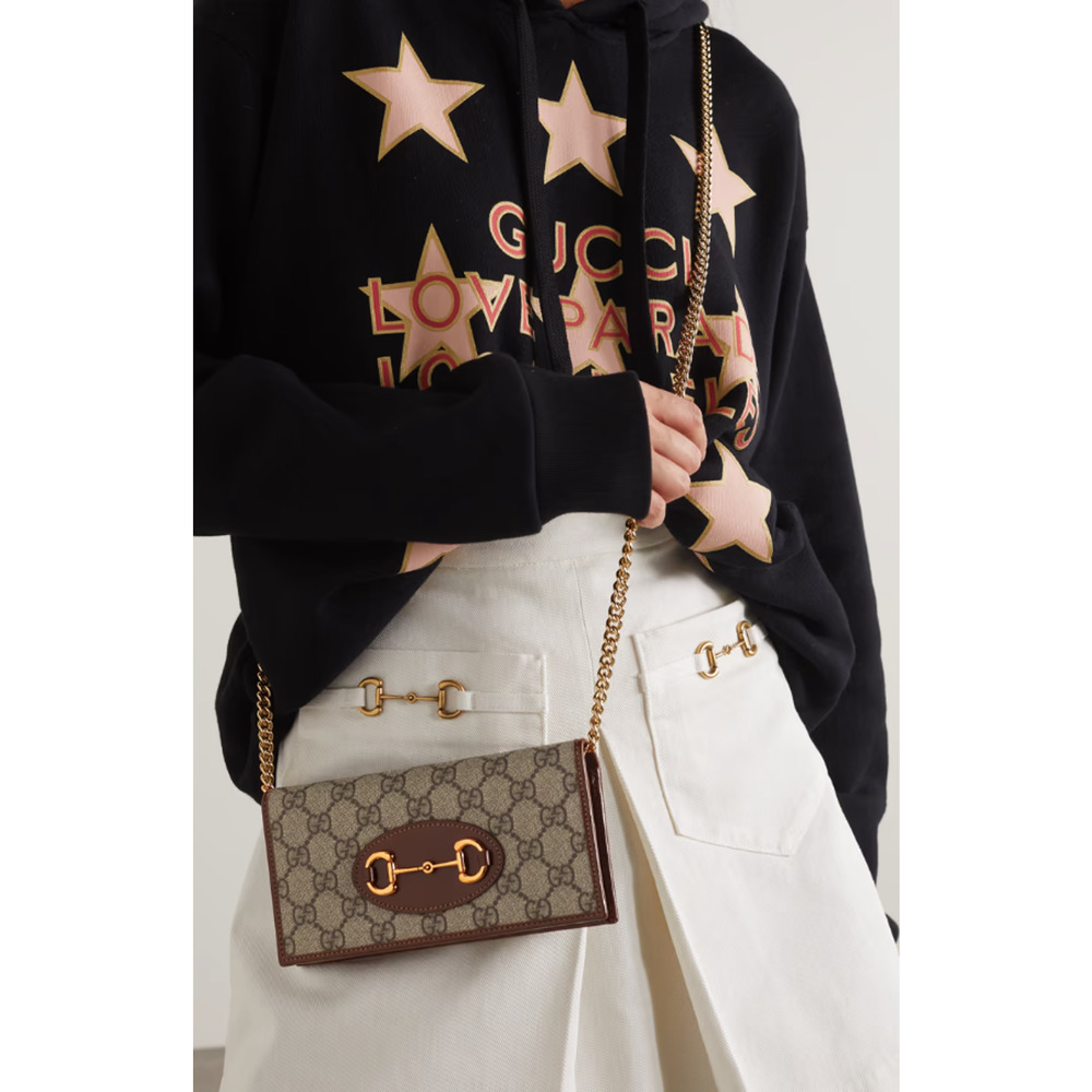 NEW! GUCCI GG HORSEBIT CHAIN WALLET CROSSBODY SHOULDER BAG BOX AUTHENTIC!